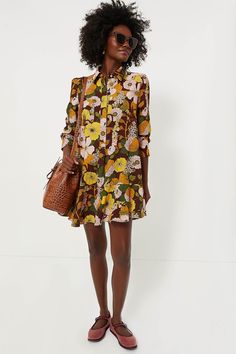 A sophisticated update to the closet staple shirt dress we loveThe Fall Florals Crepe Callahan Shirt Dress perfectly merges classic and trendy with its button front half placket and flirty flutter hemline that encapsulates unfussy femininity. We are pairing this elegant piece with flats or boots for a casual look and switching to heels when the occasion calls for it.Our Favorite Details: Button cuffs Side seam pockets Swingy, relaxed fit Crepe fabric Material: 100% PolyesterCare: Machine wash co Chic Dress With Button Cuffs For Brunch, Feminine Ruffled Shirt Dress For Spring, Feminine Shirt Dress With Ruffles For Spring, Chic Shirt Dress With Ruffles, Chic Mini Dress With Pleated Hem For Daywear, Chic Midi-length Shirt Dress With Pleated Hem, Chic Shirt Dress With Button Cuffs And Spread Collar, Chic Knee-length Shirt Dress With Button Cuffs, Feminine Fall Daywear Shirt Dress