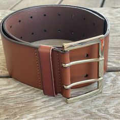 Never Worn. Silver Double Notch Buckle. 2 3/4” Wide. Formal Brown Belt With Brass Buckle, Modern Brown Belt With Brass Buckle, Brown Adjustable Belt With Silver Buckle, Brown Belt Silver Buckle, Luxury Brown Rustic Belt, Brown Leather Belt, Leather Belt, Banana Republic, Brown Leather