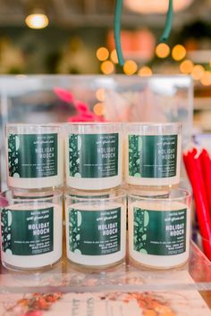 several candles are sitting on a table