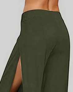 Lasaky - Harem pants with cuffs and side slits Casual Solid Bottoms With Side Slits, Casual Pants With Side Slits And Stretch, Casual Stretch Pants With Side Slits, Spring Bottoms With Pockets And Split Shape, Spring Split Bottoms With Pockets, Stretch Solid Pants With Side Slits, Solid Stretch Pants With Side Slits, Stretch Pants With Side Slits In Solid Color, Non-stretch Split Hem Bottoms For Spring