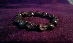 Howlite skull bracelet. 12mm skulls Available in black or white . Chose from dropdown box. Currently only 1 black & 1 white available. White Gothic, Skull Bracelet, Bracelet Black, White White, Only 1, Mens Bracelet, Belgium, Beaded Bracelets, Black White