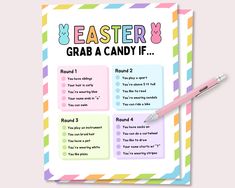 a poster with the words easter and grab a candy if