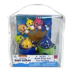 baby shark bath play set in plastic bag