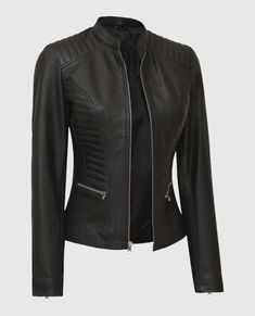 Product Specification: Material: Sheepskin Leather lining: Soft viscose lining Front: Zipper closure and mandarin collar Sleeves: Its full-length sleeves feature zipper cuffs Pockets: One inner and two external pockets Color: Black Black Cafe Racer, Racer Leather Jacket, Cafe Racer Leather Jacket, Cafe Racer Jacket, Racer Jacket, Movie Collection, Sleek Fashion, Mandarin Collar, Black Friday Sale