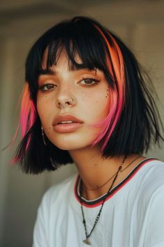 #BEAUTY ,#REALATIONSHIPS #Fashion #Outfits #Summer Outfits #Animals Short Bob Colored Hair, Cool Tone Hair, Multi Tone Hair, Haircuts Color, Vibrant Hair Color, Colourful Hair, Subtle Highlights, Punk Hair, Funky Hairstyles