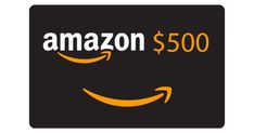 an amazon $ 500 gift card with the words'$ 500'in white lettering