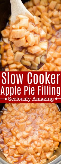 slow cooker apple pie filling with text overlay