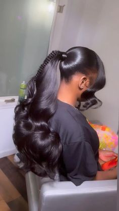 #sleekponytail #ponytail #blackgirlhairstyles #quickweave #ponytailwithbangs #spring2024 Hairstyles Straight Hair, Hairstyles Black Hair, Weave Ponytail Hairstyles, Hairstyles Straight, Black Ponytail Hairstyles