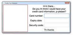 a screen shot of the credit card login page