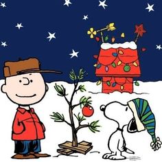 a charlie brown christmas movie night and christmas party ideas with peanuts on the snow covered ground