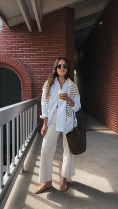 Cute Casual Outfits For Traveling, Cool Casual Mom Outfits, Mexico City Outfit Ideas Fall, Work Travel Outfits Women, Womens European Fashion Summer, Button Up And Sweater Outfit, Jcrew Outfit Ideas, Lisbon Portugal Aesthetic Outfits, Spring Summer 2024 Outfits