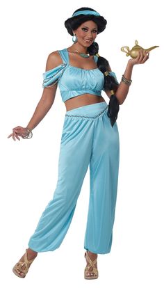 PRICES MAY VARY. Women's Large (10-12): Chest 40", Waist 31", Hips 41" Includes: Top, Pants Top with decorative trim Pants with decorative trim and elastic back Character wig is NOT included Arabian Princess Costume, Arabian Princess, Cold Shoulder Crop Top, California Costumes, Blue Headband, Princess Costume, Princess Cartoon, Costume Collection, Princess Jasmine