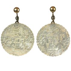 Unusual Mother of Pearl Chinese Earrings | From a unique collection of vintage Drop Earrings at https://www.1stdibs.com/jewelry/earrings/drop-earrings/. Chinese Earrings, Earring Tops, Victorian Drop Earrings, Vintage Drop Earrings, Unusual Earrings, Mother Of Pearl Earrings, Aquamarine Earrings, Earrings Drop, Mother Pearl