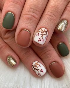 Fall Leaves Nail Art, Simple Fall Nails, Fall Gel Nails, Fall Nail Art Designs, Boho Aesthetic, Fall Leaf, Fall Nail Art