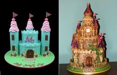 there are two cakes that look like castles