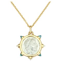 Dubini King of Cappadocia Silver Coin Pendant Topaz 18 Karat Gold Necklace Spear And Shield, Gold Coin Jewelry, Bullet Necklace, Necklaces Silver, Silver Monogram, Coin Pendant Necklace, Necklaces Gold, Mens Silver Necklace, Silver Bullet