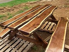 a picnic table made out of wooden planks