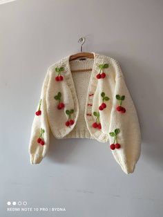 Cherry embroidery woman trendy cardigan, You can choose your yarns;cotton or premium acrylic  Oversize cardigan Handmade item For M size  The length is 55 cm  50-55 cm width Vintage Handmade Cardigan For Spring, Handmade Vintage Cardigan For Spring, Cute Summer Cotton Cardigan, Hand Knitted Cotton Sweater For Spring, Spring Hand Knitted Cotton Sweater, Spring Cotton Hand Knitted Sweater, Cute Embroidered Cotton Cardigan, Cute Long Sleeve Summer Sweater, Casual Hand Knitted Cotton Cardigan