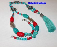 Long boho necklace with tassel, statement beaded necklace, bold chunky necklace, tribal necklace, long beaded necklace This necklace measures about 26" (around the neck) but can be extended at your request to fit your need and free of charge. The long chest piece in about 12" long.  I used an assortment of turquoise and red wood beads for this stunning necklace. The large barrel turquoise and red wood beads are about 30 x 18mm in size. The flowers are about 4.5 x 4.5" in size. The blue turquoise tassel is about 1.5" in length. Let me know if you have questions. Thank you for stopping by! Bohemian Long Tassel Necklace With Dangling Beads, Turquoise Beaded Necklace With Tassels, Bohemian Style, Turquoise Bohemian Beaded Necklace With Tassels, Long Boho Necklace, Long Necklace Boho, Red Wood, Chest Piece, Long Beaded Necklace, Beaded Statement Necklace