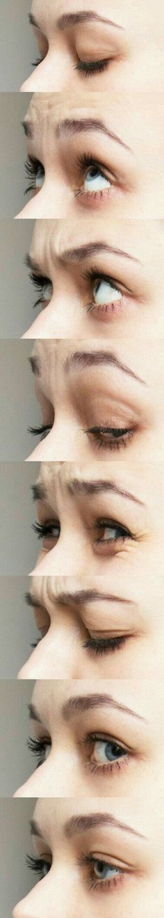 multiple images of the same person's eyes with different hair colors and brows on them