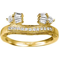 a yellow gold wedding ring with diamonds