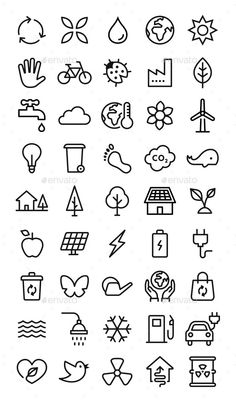 the line icons are shown in black and white, including symbols such as trees, buildings,