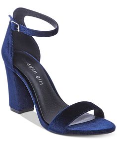 Blue Velvet Heels, Blue Heeled, Madden Girl Heels, Brian Atwood Heels, Navy Sandals, Navy Blue Shoes, Girl Sandals, Prom Heels, Velvet Heels