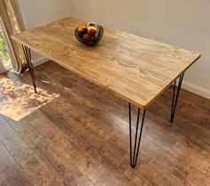 Dining Table with Hairpin Legs - adrian-4cf6 Dining Table Solid Wood, Handcrafted Dining Table, Wood Workshop, Reclaimed Wood Dining Table, Homemade Tables, Wooden Table Top, Timber Furniture