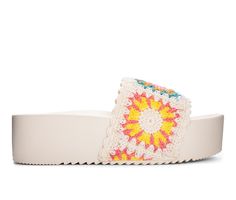 Connect with your hippie side in the effortlessly cool Worble Crochet Slide. This bohemian sandal has multi-colored ???? woven straps and gets an edgy update with its towering platform sole. So you can serve style with a side of peace.✌️ Colorful Knit Crochet Fabric upper, Slip on for easy entry,2.5\ ultra high platform height, Round open toe, Lightly padded footbed, Rubber outsole | Women's Dirty Laundry Worble Platform Sandals Size 8 Bohemian Slip-on Summer Flip Flops, Spring Beach Platform Slippers, Synthetic, Multicolor Slip-on Platform Sneakers, Summer Platform Slippers, Synthetic Material, Multicolor Textured Slip-on Sandals, Colorful Knit, Bohemian Sandals, Crochet Fabric, Dirty Laundry