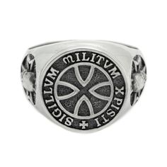 "SKU: 10831 The early Knights Templar seal inscribed SIGILLUM MILITUM XPISTI meaning \"sign of the army of Christ\". Features: Brand new sterling ring silver 925. Not plated, 100% solid silver metal! Approx weight of the product depends on the size 14.8 g.; Processing - blackening by oxidation; Availability of proprietary tag manufacturer - Yes; Country of origin - Ukraine; www.indigo.jewelry" Symbolic Antique Silver Engraved Ring 925, Symbolic Silver Skull Ring, Silver Symbolic Skull Ring, Silver Symbolic Stamped Signet Ring, Silver Stamped Symbolic Signet Ring, Symbolic Silver Ring For Commemoration, Silver Jewelry With Engraved Logo, Silver Round Jewelry With Engraved Logo, Antique Silver Signet Ring For Commemoration