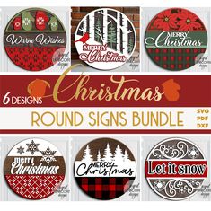 six christmas round signs bundle with different designs