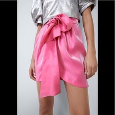 Gorgeous Mini Skirt With Bow Ties. Zipper On Back. 84% Lyocell ; 16% Polyester. 5 Chic Party Skort For Spring, Chic Spring Party Skort, Chic Pink Mini Skirt For Spring, Elegant Skort For Spring Brunch, Elegant Pink Skort For Summer, Elegant Pink Skort, Chic Pink Mini Skirt For Day Out, Elegant Pink Skort For Spring, Chic Zara Skirt For Spring