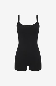 This ribbed cotton romper has you covered for any occasion that requires comfort. Black Bodysuit Romper, Friend House, Youtuber Dr, Gym Fits, Cotton Romper, Black Bodysuit, Tulum, Capsule Wardrobe, Onesies