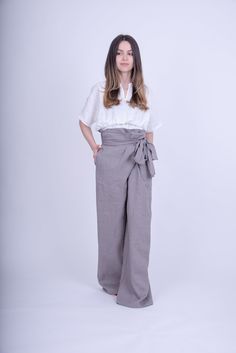 "ITEM DETAILS Comfortable vacational pants, wear with short shoes with top , tunic, t-shirt . Extremely comfortable for the free time or for sports. MATERIALS × cotton ------------------------------------------------------------------------------- Shop Policy Before ordering please check our shop policies https://www.etsy.com/shop/FloAtelier/policy?ref=shopinfo_policies_leftnav Every piece is made to order, turnaround time is 3-5 days. SEASON: All Seasons ---------------------------------------- High Waist Gray Pants For Spring, Gray High-waisted Wide Leg Pants For Summer, Gray High-waisted Pants For Spring, Gray Straight Pants For Summer, Gray Pants For Spring, Gray Straight Pants For Spring, Gray Wide Leg Harem Pants For Spring, Gray Wide Leg High Waist Pants, Spring Gray High-waisted Wide Leg Pants