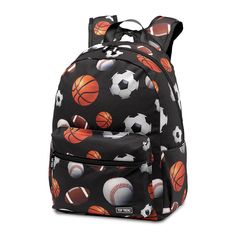 Black Sports Canvas Back and Insulated Lunchbox set Be the top player this back to school with this stylish Black Sports Canvas backpack! Its always a touchdown with our backpacks! Comes with 2 zipper compartments and 2 side pockets for you water bottle, keys, phone and more to stay organized. Great for all students to have for school, camp, or extra curricular activities. Make the back-to-school experience exciting and stress-free with our durable backpacks Backpack Measures 13Wx18Hx5.5"D Carry your lunch in style with this top scoring Black Sports Canvas Insulated Lunch Box. You'll be the all-star of the crowd at lunchtime with our canvas lunch bags. With eye-catching prints featuring your favorite sports, these lunch boxes are a slam dunk for anyone who loves a touch of athleticism in t Black Bags For Sports With School Spirit Style, College School Spirit Bags For Back To School, Sporty Standard Backpack For School, Back To School Spirit College Bags, Sporty Standard Backpack For College, Sporty Black Sports Backpack, Black School Spirit Bag For College, Black Backpack For Sports Events, Casual College Bags For End Of School Year