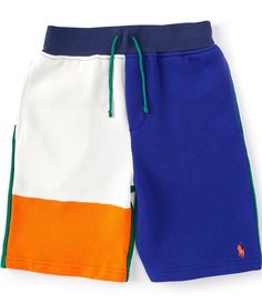 From Polo Ralph Lauren&#x2C; these shorts feature:Color block designRibbed drawstring waistbandSewn flySide on-seam pocketsBack right patch pocketSignature embroidered pony at the left hemcotton/polyester fleece that’s washed for added softnessMachine wash/tumble dryImported. Sporty Cotton Color Block Bottoms, Cotton Shorts With Contrast Color, Cotton Bottoms With Contrast Color In Short Shape, Sporty Patchwork Bottoms For Summer, Cotton Bottoms With Contrast Color In Short Style, Sporty Color Block Cotton Bottoms, Contrast Color Cotton Shorts, Sporty Summer Bottoms With Patchwork, Casual Spring Shorts With Contrast Color