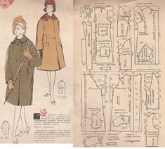 an old fashion sewing pattern for a woman's coat and hat, with instructions on how to sew