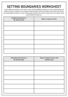 Healthy Relationship Boundaries Worksheets Healthy Relationship Worksheets For Adults, Boundaries Worksheets For Adults, Boundaries Worksheet Free Printable, People Pleasing Worksheets, Healthy Relationships Activity, Boundary Worksheets For Adults, Boundaries Therapy Activities, Counseling Worksheets For Adults, Recovery Coach Worksheets