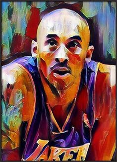 a painting of a basketball player with the number 23 on his jersey