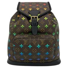 Ooak Louis Vuitton Hand Painted Leather Wrapped Montsouris Gm Backpack In Very Good Condition. Signature Monogram Canvas Exterior Trimmed With Black Leather And One Of A Kind Hand Painted Rainbow Monogram Throughout. Double Back Nylon And Leather Adjustable Straps. Braided Leather Detail Around The Top Flap. Black Leather Base. Front Exterior Zip Pocket. Top Buckle Flap And Drawstring Closure Open To A Brown Canvas Interior With One Side Slit Pocket. Overall Very Good Condition. Light Scuffs On Bottom Exterior Leather. Some Stains On Bottom Of Interior Lining. See Photos For Details. This Is A Very Unique And Rare Piece, Hand Painted And Leather Wrapped. No One Else In The World Will Have Th Painted Rainbow, Hand Painted Leather, Leather Detail, Pocket Top, Brown Canvas, Braided Leather, Leather Wraps, Monogram Canvas, Louis Vuitton Bag