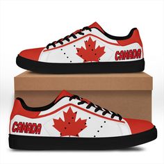 Canada Skate Shoes Casual Low-top Leather Shoes With Red Sole, Leather Lace-up Skate Shoes With Red Sole, Skate Shoes, Modern Style, Memory Foam, Leather Upper, Eco Friendly, Leather