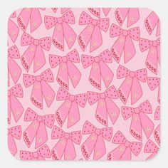 pink bows with gold glitters on them square sticker - design by humansa