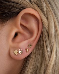 Embrace your inner goddess with a dainty moon earring. Solid 14k gold and excellent craftsmanship make these earrings a beautiful and enduring addition to your jewelry collection. 14k gold Measures approx 3.5x4.5mm Gold filled earring clutch included Sold as a single stud 14k Yellow Gold Pierced Earrings, Elegant 14k Gold Tarnish Resistant Piercings, Elegant Tarnish Resistant 14k Gold Piercings, 14k Gold Fine Jewelry Piercings, Elegant 14k Gold Dangle Piercings, Dainty Yellow Gold Jewelry With Matching Earrings, 14k Gold-filled Yellow Gold Cartilage Earrings, 14k Gold Dangle Piercings For Gift, Rose Gold 14k Gold Matching Cartilage Earrings