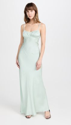 Anna October Georgina Maxi Dress | Shopbop Fitted Bias Cut Satin Maxi Dress, Fitted Satin Sheath Maxi Dress, Midi Length Satin Slip Dress With Side Slits, Modal Satin Fitted Maxi Dress, Solid Color Satin Dress With Bias Cut, Fitted Solid Color Satin Dress With Bias Cut, Sleek Fitted Slip Dress With Side Slits, Fitted Slip Dress With Ruched Back, Maxi Length, Fitted Maxi Length Slip Dress With Ruched Back