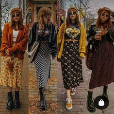 Outfit Ideas With Skirts Fall, Grown Up Grunge Outfits, 2023 70s Style, Cute Fall Outfits Alternative, Midi Skirt Grunge Outfit, Cool Fall Outfits 2023, Mismatch Shoes Outfit, Wholesome Aesthetic Outfits, Dr Martens Midi Skirt