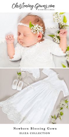 White Lace Gown For Baptism, Blessing Dress Pattern, Baby Girl Blessing Dress, Baby Blessing Dress Pattern, White Long Sleeve Baptism Dress With Lace Trim, Newborn Gown Girl, Christening Gowns Baby Girl, Girl Baptism Party, Baby Girl Christening Outfit