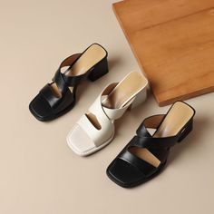 CHIKO Lea Marie Open Toe Block Heels Slides Sandals 2 Piece Skirt Set, Slides Sandals, Leather Items, High Heel Sandals, High Heel Shoes, Women's Shoes Sandals, Open Toe, New Fashion, Block Heels