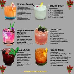 the different types of cocktails are shown in this info sheet for each type of drink