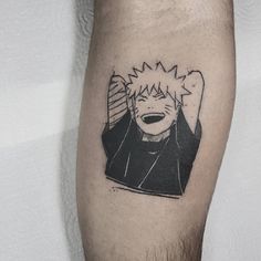 a man's arm with a drawing of a person holding a knife on it