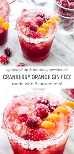 cranberry orange gin fizz made with 5 ingredients